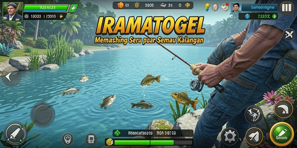 Tampilan gameplay IRAMATOGEL yang menarik saat memancing.