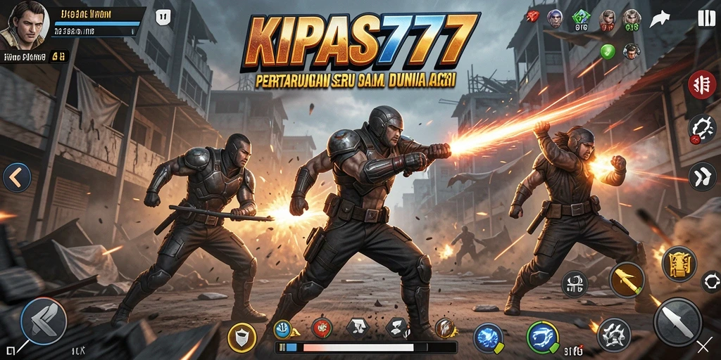 Screenshot gameplay KIPAS777 menampilkan aksi pertarungan yang intens.