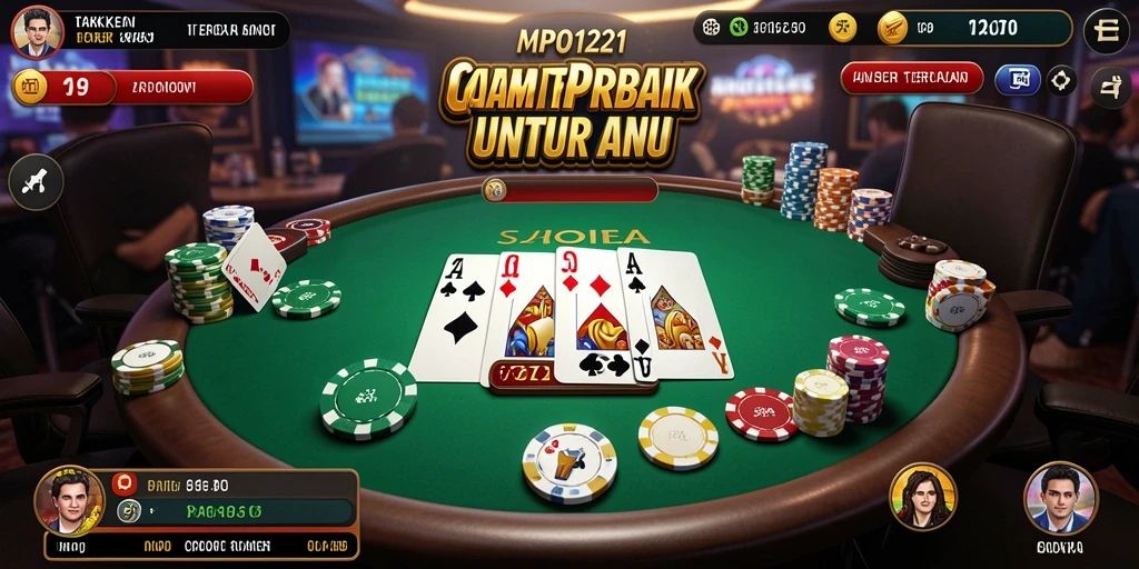 Tampilan gameplay seru di MPO1221 yang menampilkan aksi Poker intens.