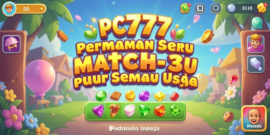 Screenshot utama gameplay PC777 yang menunjukkan aksi seru Match-3.